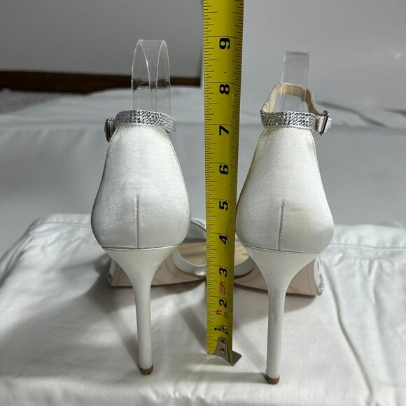 Jessica Simpson Ostey Sandals Sz 9 Silver Ankle Strap Square Toe Stiletto Heel - Picture 9 of 12